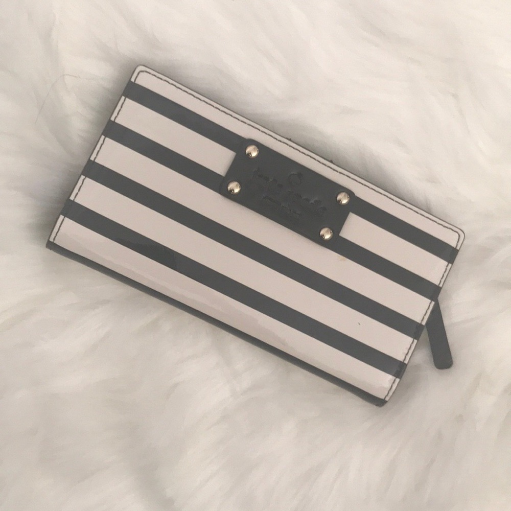 Kate Spade Wellessley Black Stripe Patent Wallet